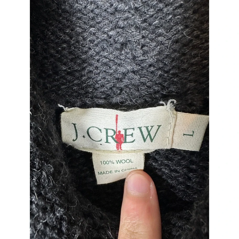 J Crew Vintage Oarsman Rollneck Sweater Mens L Charcoal Gray 100% Wool Knit